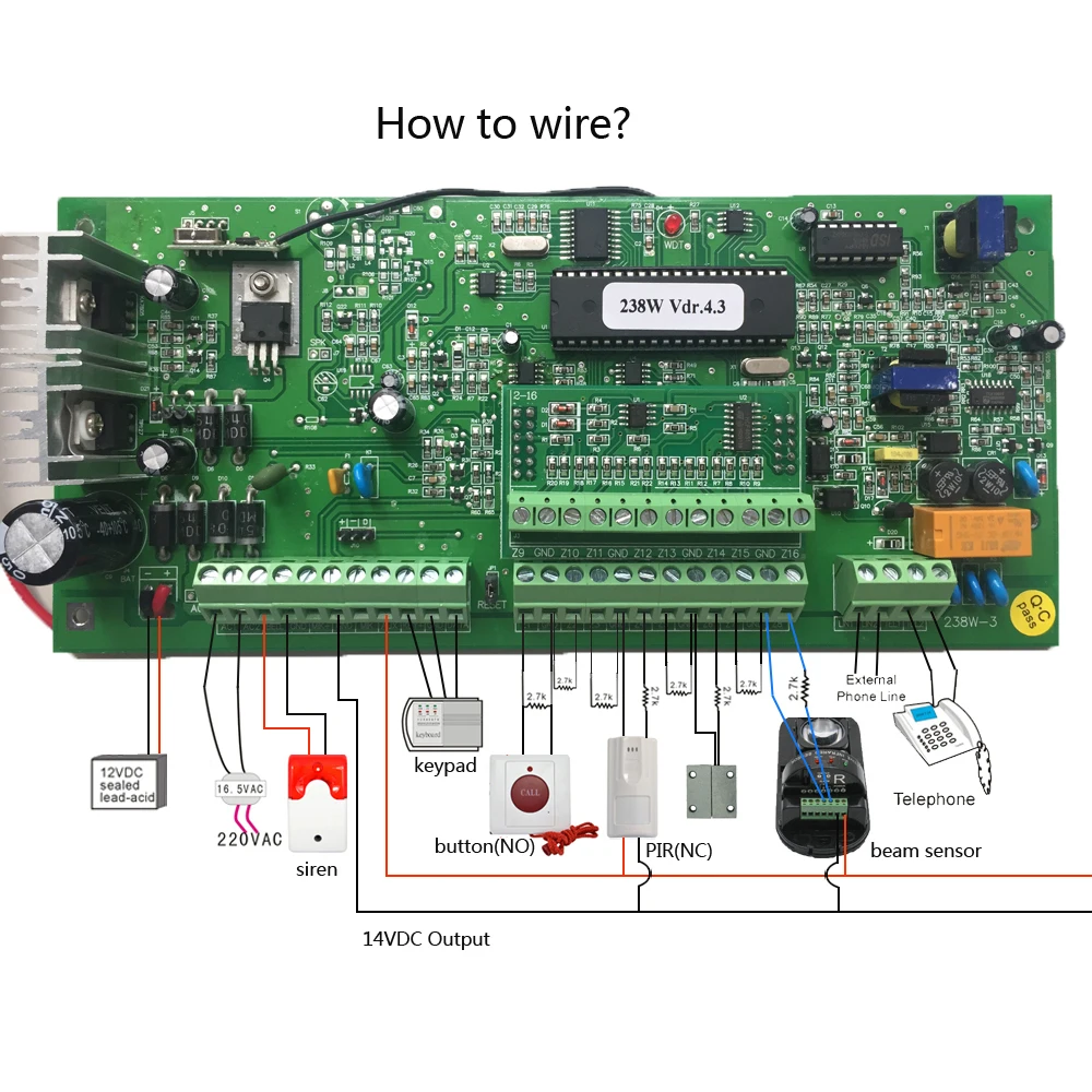 1Set Industry Metal Box 8/16 Wire Zones Security Home Alarm System Support Wire PIR Motion Detector Door Open Sensor NC/NO