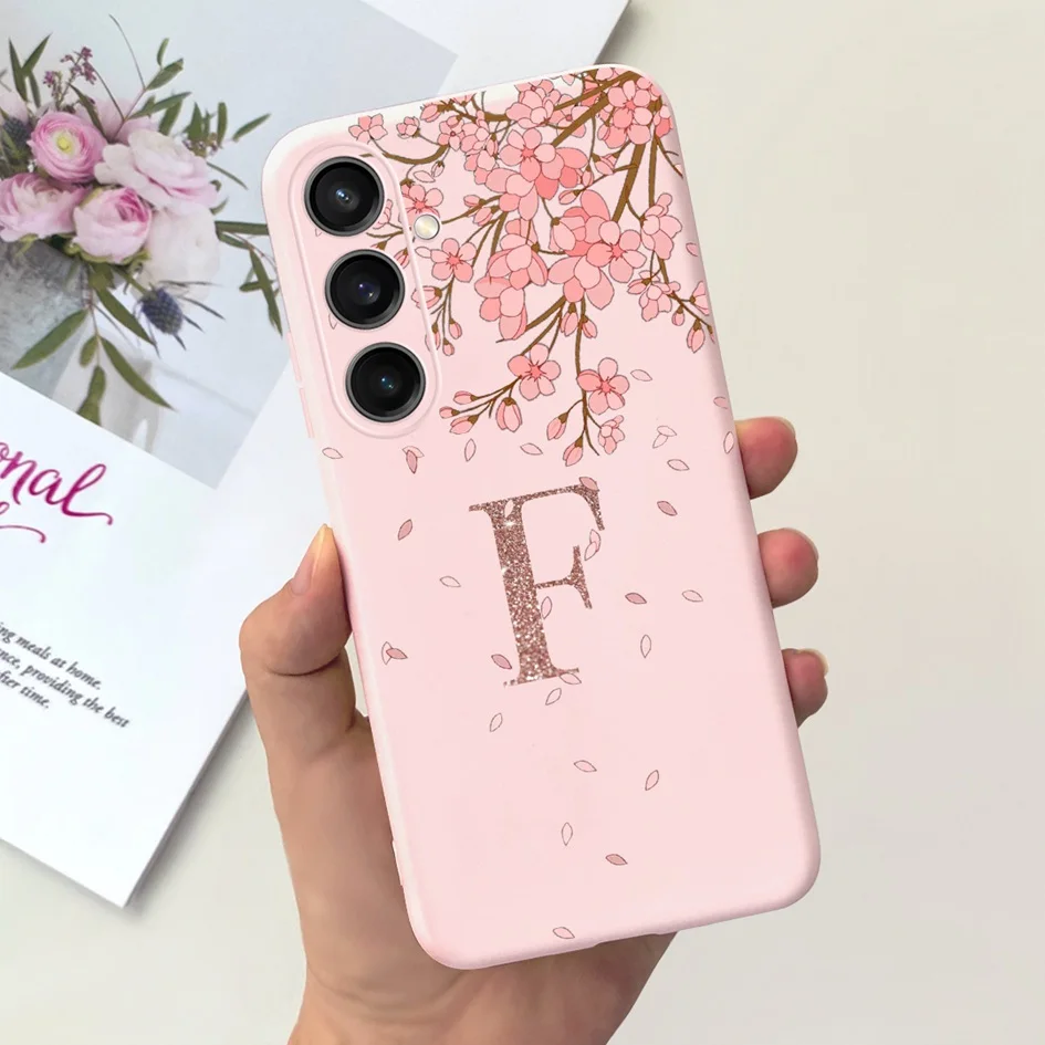 For Samsung Galaxy A25 Case A15 A35 2023 Back Cover Cute Initial Letters Shockproof Bumper For Samsung A25 5G SM-A256B A 25 Para