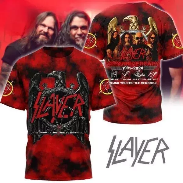 Popular Metal Rock Band Slayer 3D Print T-shirts Men's Hip Hop Style Street TShirt Fashion Short Sleeve Top Cosplay Tees