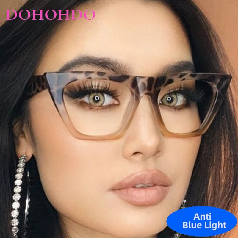 

Vintage Cat Eye Anti Blue Light Glasses Man Trendy Brand Designer Women Big Frame Reading Glasses For Office Work Lentes Очки