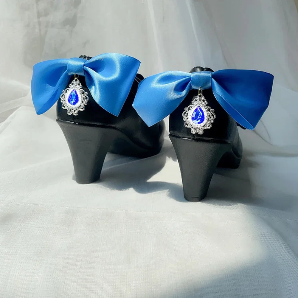 Game Genshin Impact Fontaine Furina Cosplay Shoes Boot Women Lolita Bow High Heels Halloween Masquerade Party Costume Accessorie