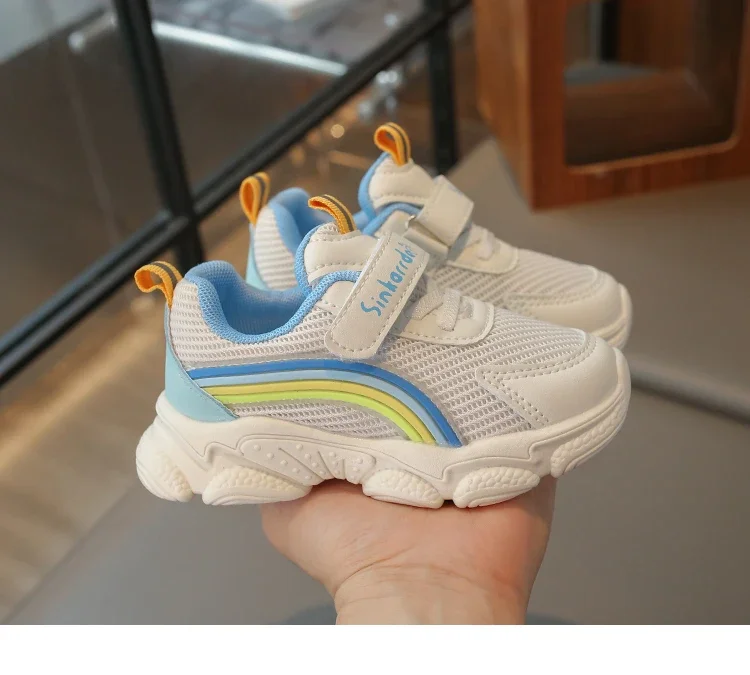 Baby-Sport-Turnschuhe für Kleinkinder, Jungen und Mädchen, kleine Kinder, Air-Mesh-Freizeitschuhe, atmungsaktiv, Regenbogen-Mode, 2025, Frühling und Herbst, Neu – Detail 14