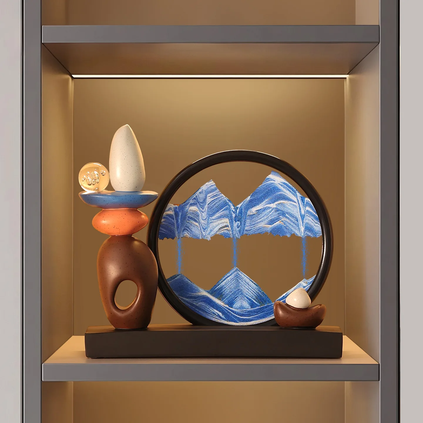 

PYJ light luxury high-end time to run quicksand painting ornament European living room office decoration