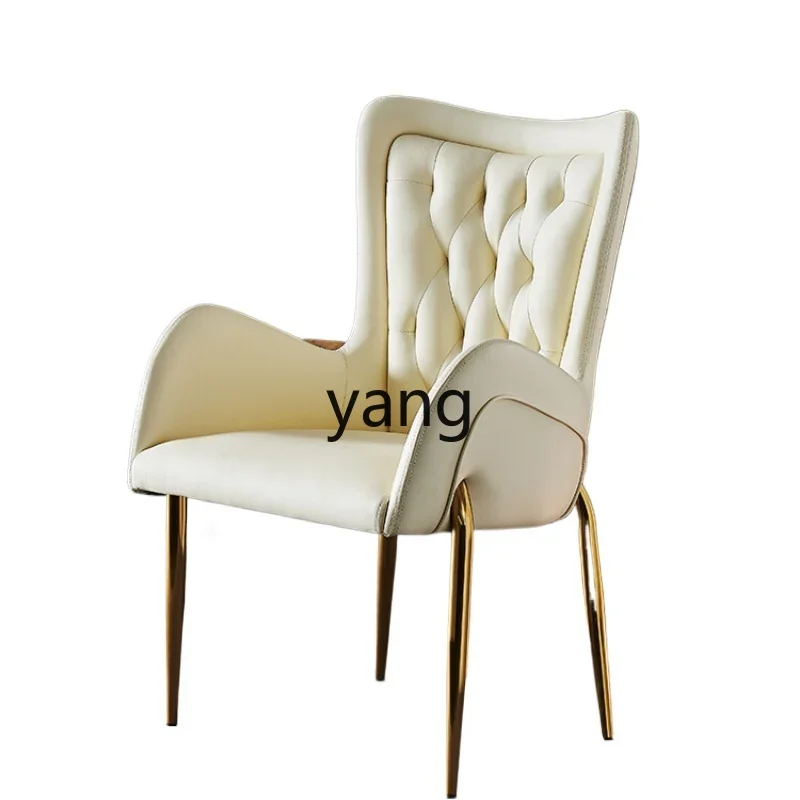 YJQ Postmodern Simple Household Stainless Steel Legs Dining Chair Beige Dresser Hotel Chair