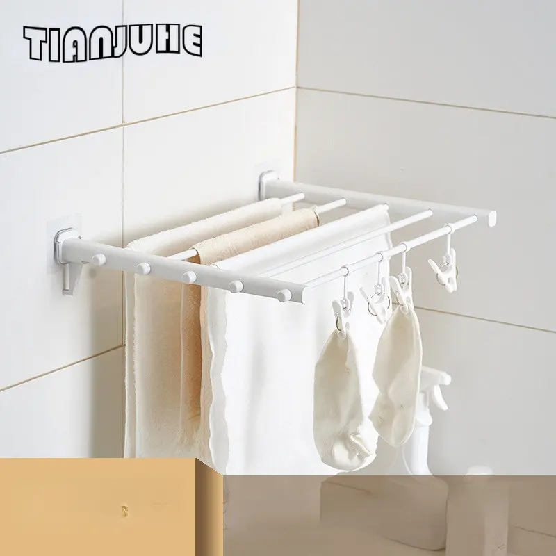 

Wall Mount Clothes Drying Rack Rustproof Accordion Retractable Drying Rack for Laundry Room/Bathroom Tower