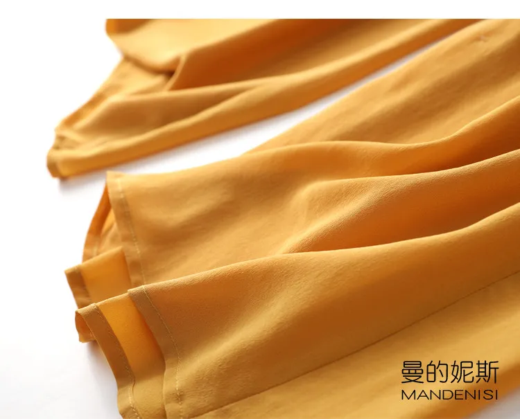 Tcyeek 100% Natural Silk Pants Women Summer Clothes Casual Elastic Waist Wide Leg Pants Solid Color Woman Trousers Streetwear