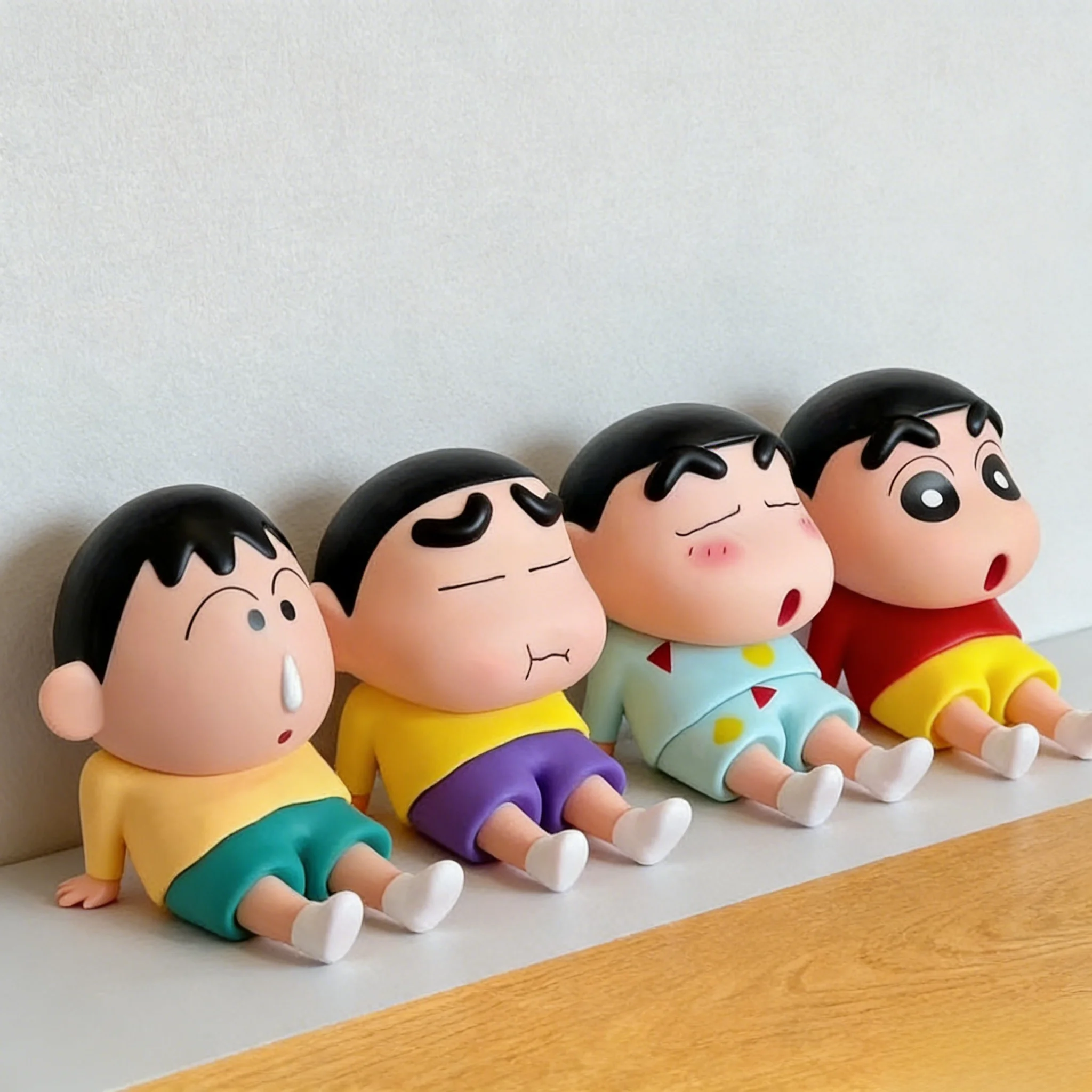 Crayon Shin-Chan figurines jouet Support pour téléphone Kawaii Anime ornements de bureau dessin animé regarder la télévision Support de téléphone décorations de poupée mignonnes
