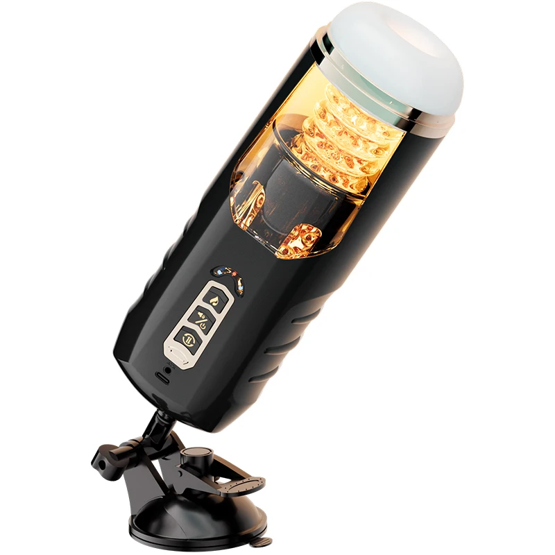 Telescopic Male Masturbation Cup Mouthpiece Vibrator Adult Toy with Intelligent Heating Sexy Voice Sex Toy For Men