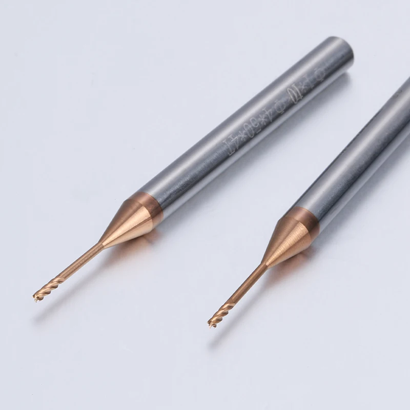 Micro Corner Radius End Mill With Long Neck 0.3-2.5 Mini Carbide CNC Cutting 2 3 4 Flutes 4 Shank Machine Cutter Tool Router Bit