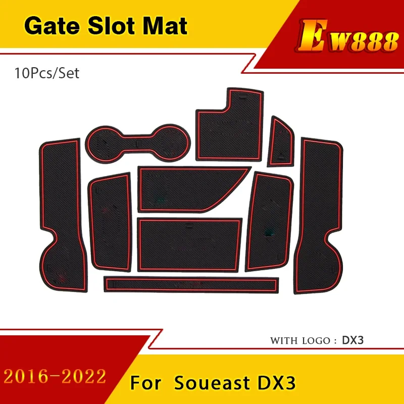 Car Door Groove Mat For Soueast DX3 2016 2017 2018 2019~2022 Anti-Slip Dust Rubber Pad Automotive Interior Sticker Accessories