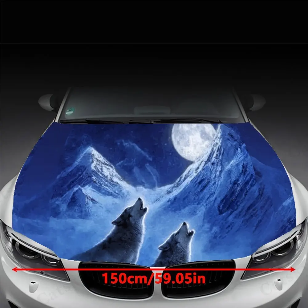 Moonlight Double Wolf Car Hood Sticker - Compatible with A Variety of Models, Using High-quality Outdoor Pooh Material, Durable,