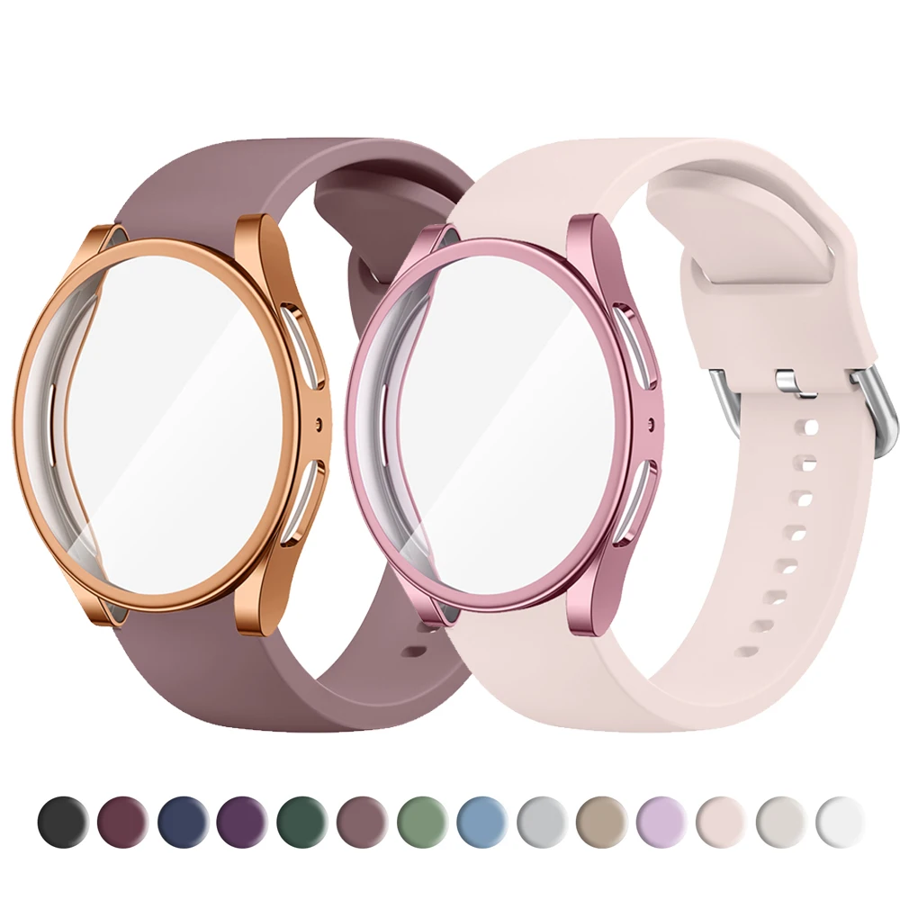 Etui TPU + silikonowy pasek do Samsung Galaxy Watch 4 5 6 7 40mm 44mm Osłona ekranu Zderzak do Galaxy Watch 4 5 6 7