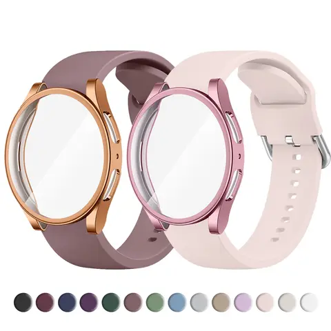 TPU Case+Silicone Strap For Samsung Galaxy Watch 4 5 6 7 40mm 44mm Band Screen Protective Cover Bumper For Galaxy Watch 4 5 6 7