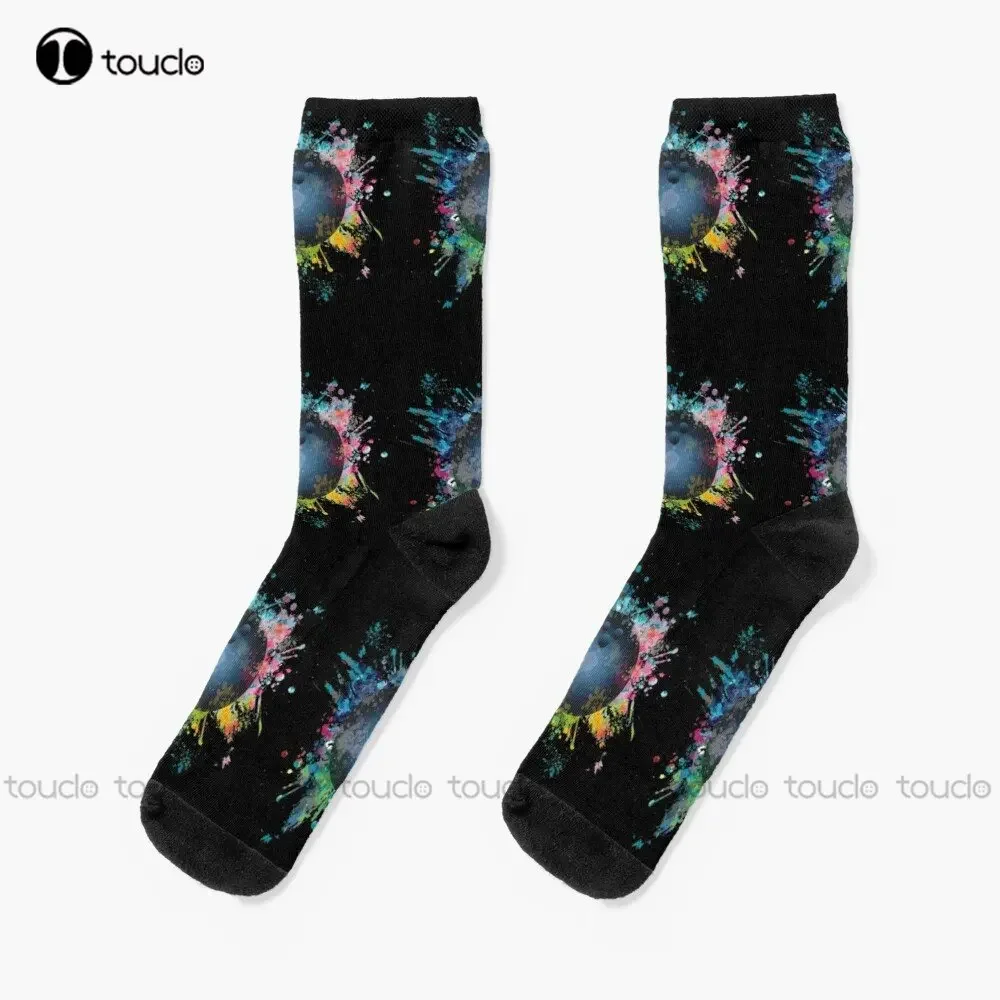 Water Color Explosion Splash Pins Bowling Ball Socks Socks Men 360° Digital Print Christmas Gift Street Skateboard Socks Cartoon