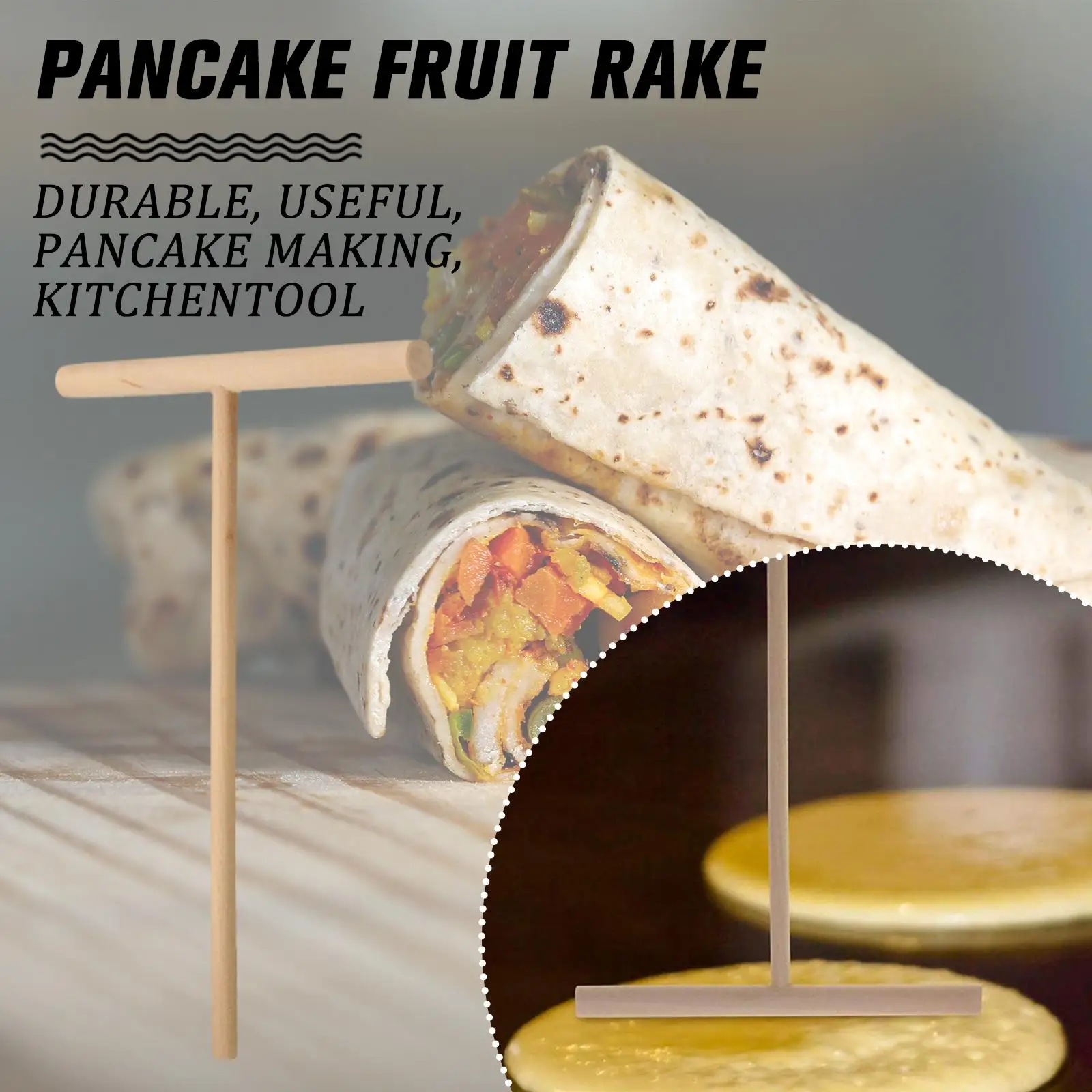 Wooden Pancake Fruit Rake Pancake Wooden Rake Pancake Tools Accessories Kitchen Baking Household Kitchen Tools Stand E3G2