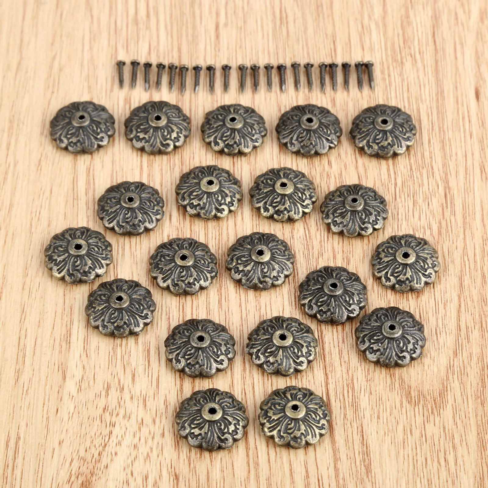 20 Sets Antique Furniture Upholstery Nail Tachas Jewelry Gift Case Box Door Sofa Decorative Tack Stud Pushpin Home Decor 15mm
