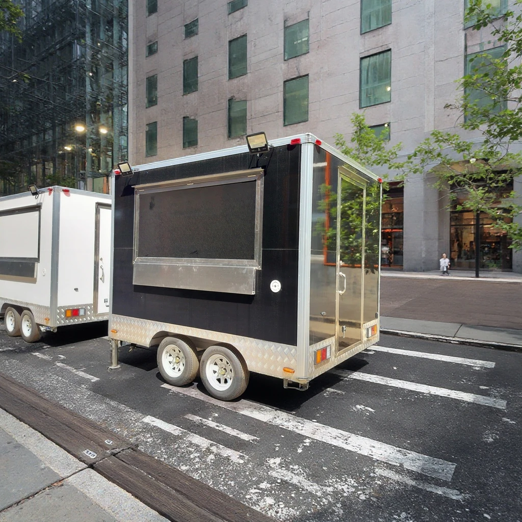Camp Mobile Kitchen Trailer Square Food Truck Trailer Fully Equipped Restaurant Kebab Mobile Retail Truck