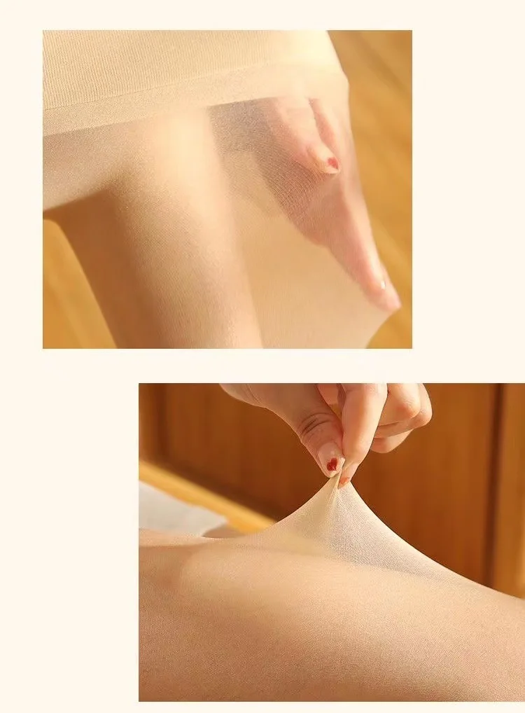 Dünne, matte, seidige Damenstrumpfhose mit hoher Taille, nahtlos, reißfest, transparent, unsichtbar, matt, im Crotchless-Stil, sexy und eng anliegend. – Detail 6