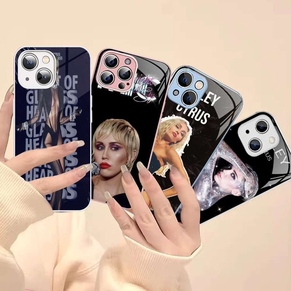 Singer M-Miley C-Cyrus Phone Case For IPhone 14 13 12 Mini 11 Pro XS Max X XR 14 Plus Tempered Glass Cover