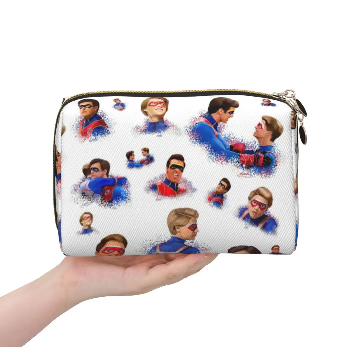 Captain Man And Kid Henry Danger Drawing Women Cosmetic Bag Travel Makeup Organizer Pouch Toiletry Storage Dopp Kit Case