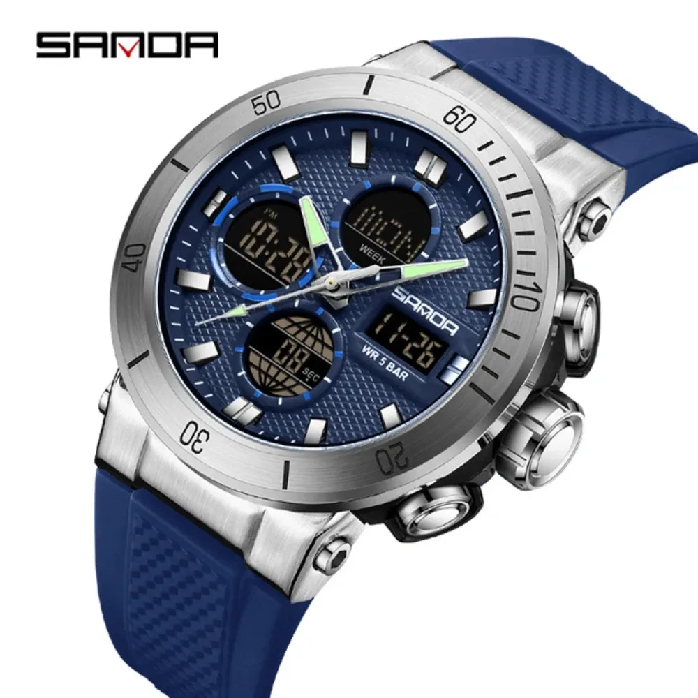 SANDA-reloj Digital con cuenta atrás para hombre, cronógrafo de pulsera electrónico, resistente al agua, de cuarzo, novedad