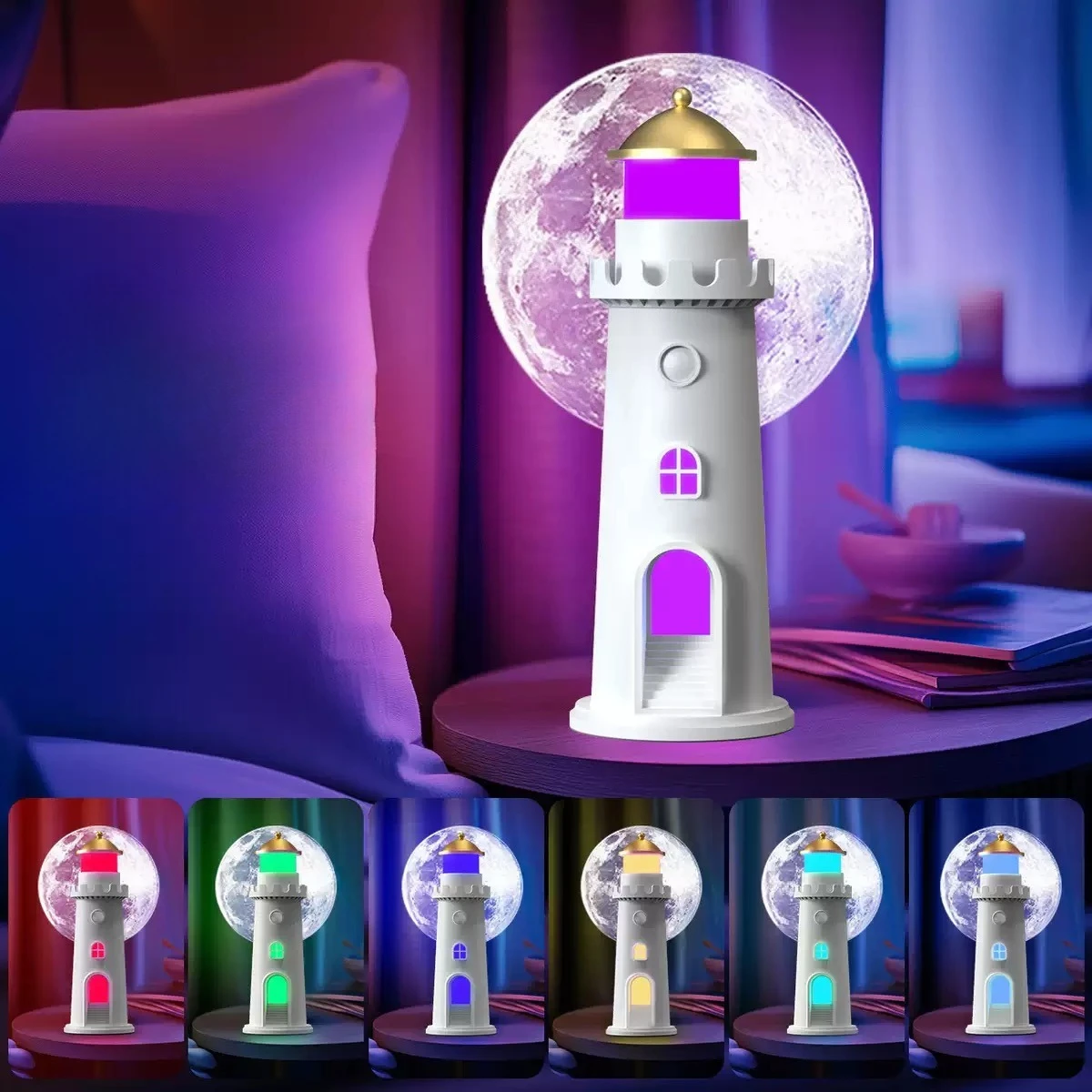 

Новая лампа-проектор «Лунный маяк» 2026 года, ночник с 7 цветами, меняющими цвет, для декора комнаты, подарок, атмосферное освещение «Лунный маяк»