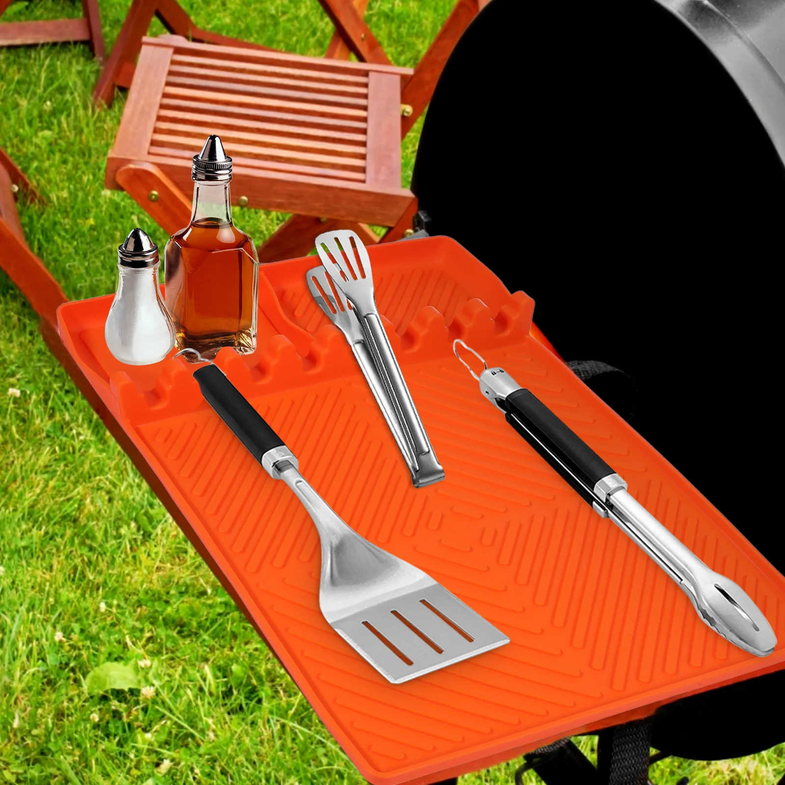 

Silicone Griddle Mat Heat Resistant Non-Slip Bbq Tool Mat For Grill Side Shelf Baking Drying Storage Organizer Pad