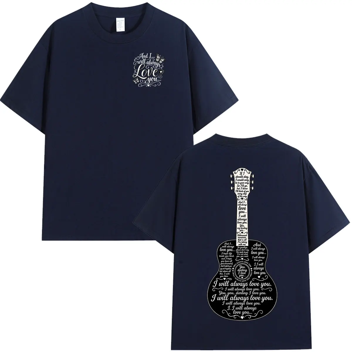 Dolly Parton Country Music I Will Always Love You T Shirts Men Women Clothing Guitar Lyric Design Short Sleeves Cotton T-shirts