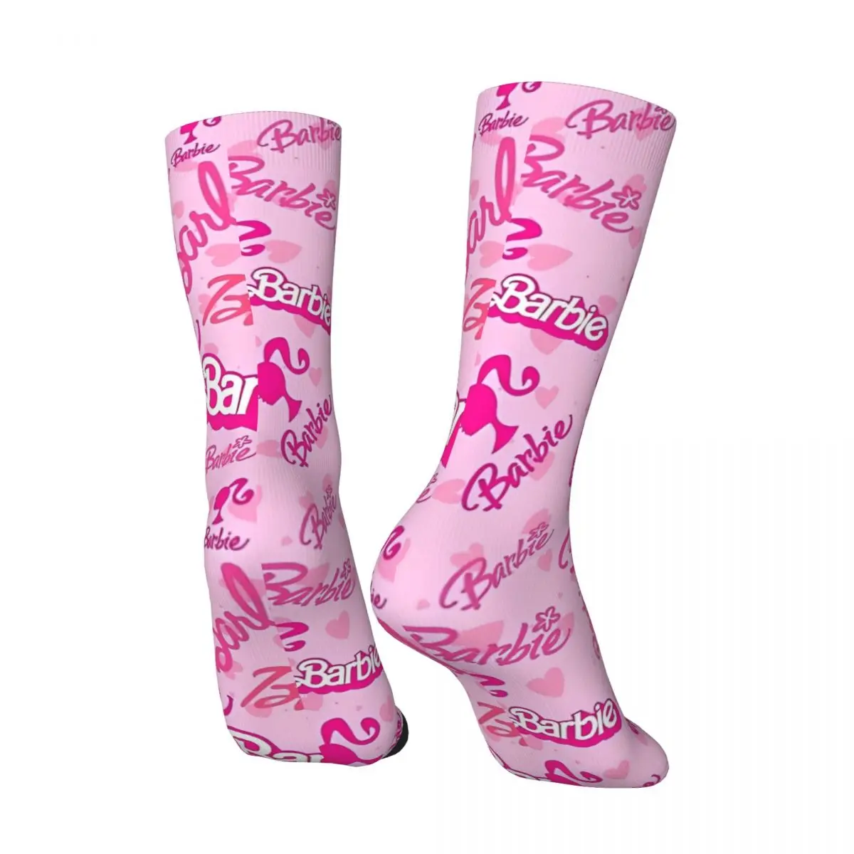 Medias con logotipo de Barbie, calcetines divertidos estampados, calcetines antideslizantes de otoño, calcetines cómodos para correr para hombres