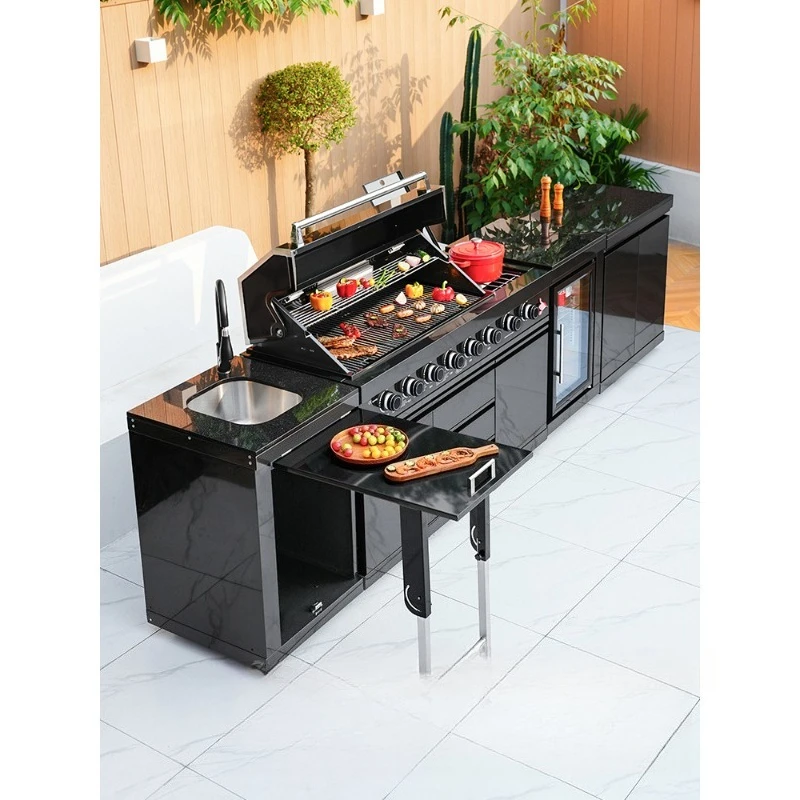 Outdoor grill Commercial charcoal grill Roast meat liquefaction integrated furnace Household large stainless steel gas electric
