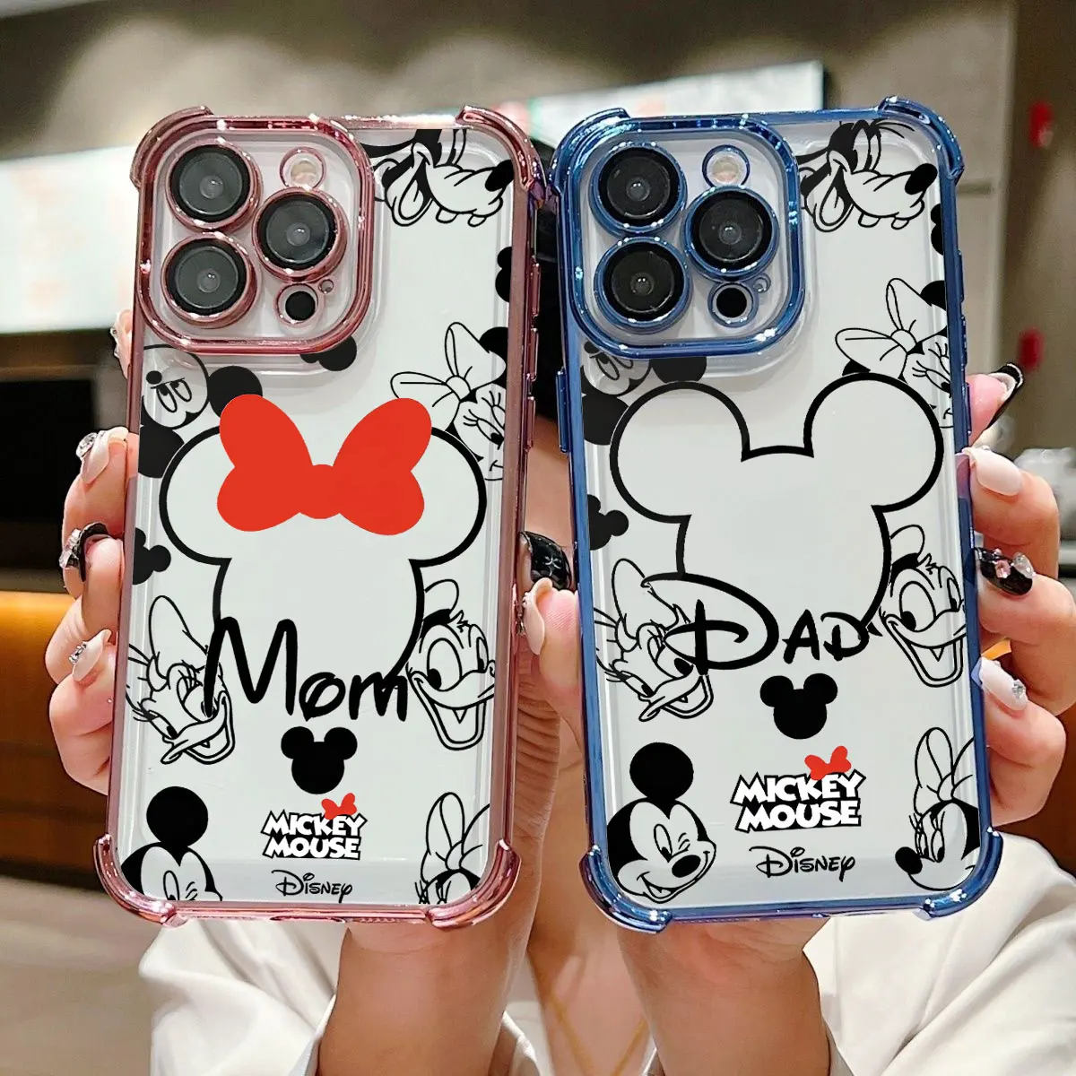 Mickeys Minnies Yk2 Red Cute Plating Case For Oppo A98 A97 A9 A79 A78 A76 A74 A72 A5 A54 A55 A17 A16 A15 A3 5G Anti-Fall Cover