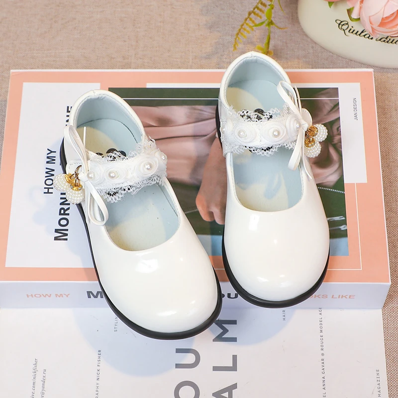 أحذية جلدية للأطفال لامعة من البولي يوريثان باللون الأسود في الحرم الجامعي أحذية للفتيات عصرية من الدانتيل الحلو على طراز الأميرة ماري جين #5