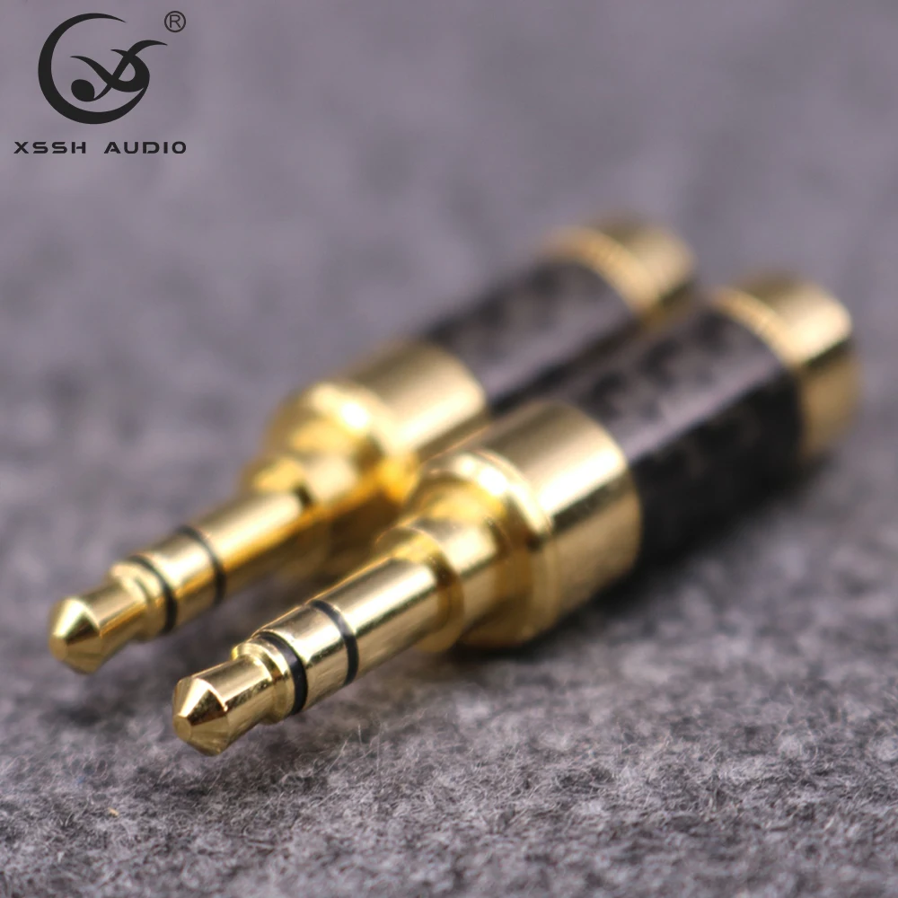10 Uds YIVO Hi-end chapado en oro Audio macho auriculares enchufe fibra de carbono 3,5mm estéreo 1/8 "conector Jack para Cable de 3mm ~ 6mm