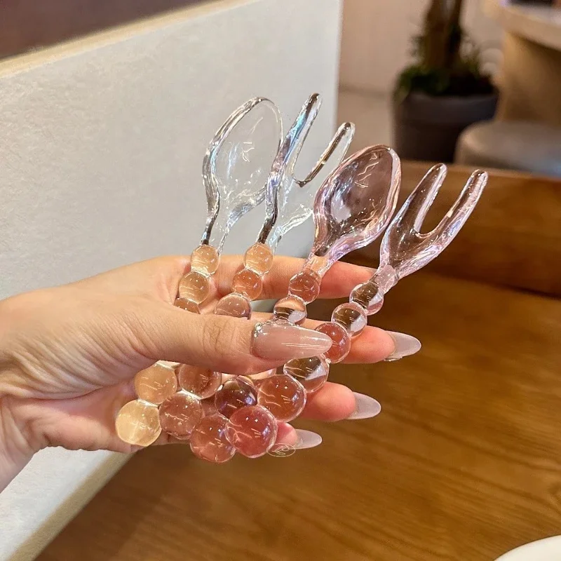 

Extra beautiful glass bead mixing spoon dessert fork decorative spoon