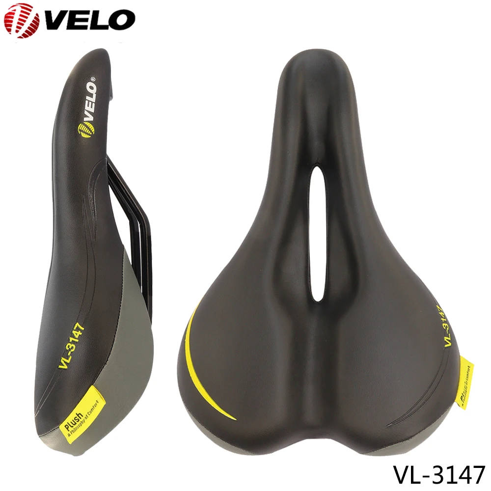 VELO VL-3147 Mountain Bike Seat Comfortable Super-soft Cycling Cushion Shock Absorption PU Leather Bicycle Saddle Parts