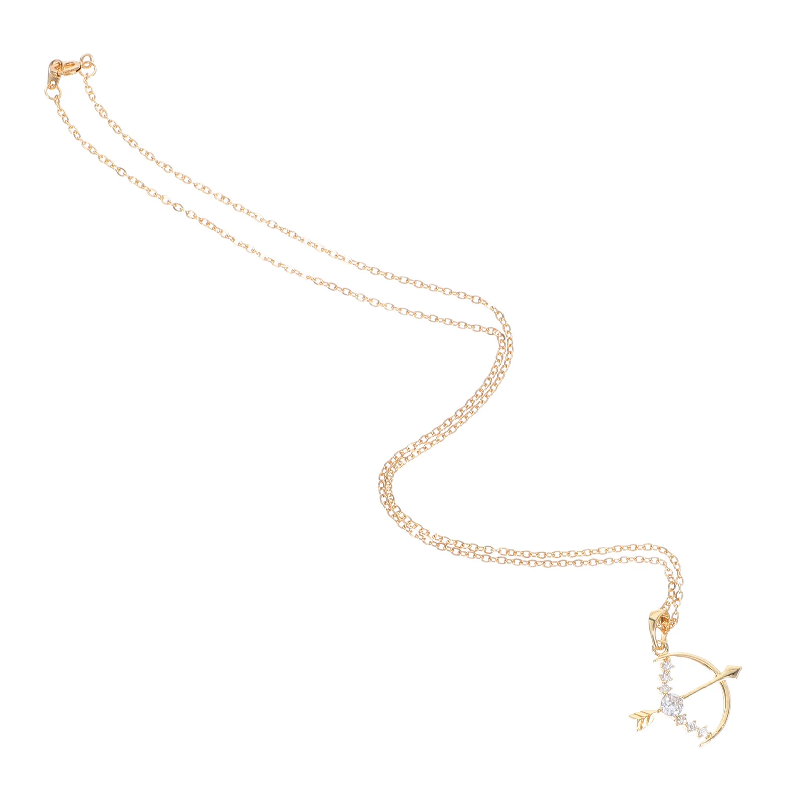 

Women Necklace Bow and Arrow Shape Long Zircons Pendant Micro-Inclosed Hollow Stylish Necklace Elegant Party Gift
