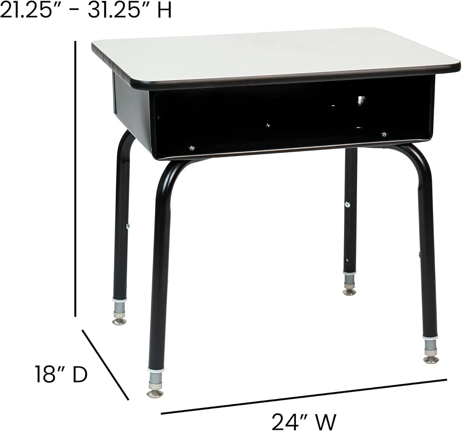 Furniture Billie Student Desk - Gray Open Front Metal School Desk - 24