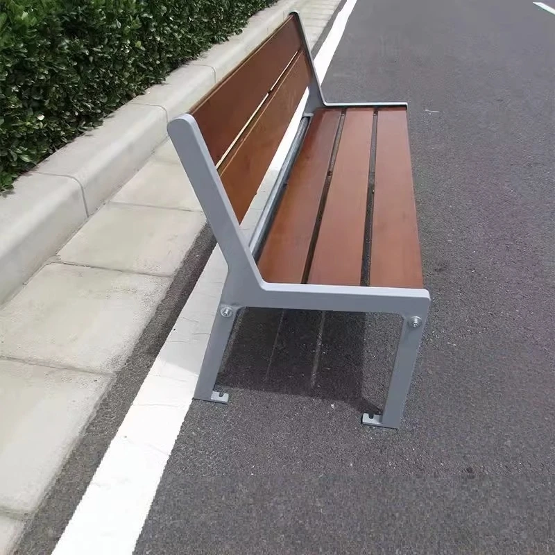 Commercial Outdoor Solid Wood Bench Weathering Steel Legs Waterproof Feature for Patio Parks Hospitals Public Spaces Flower Beds