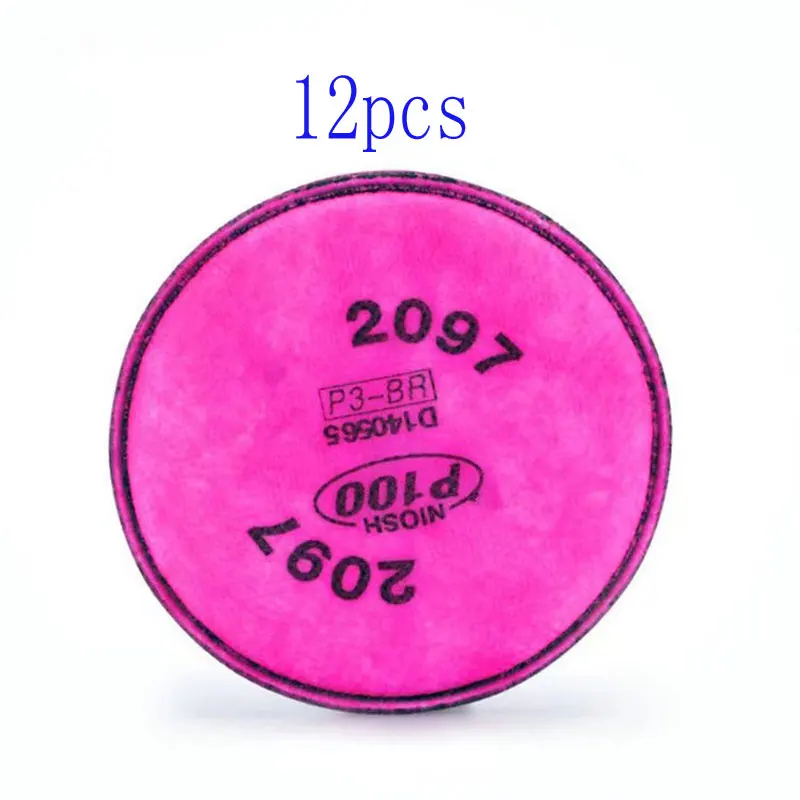 12/Pcs 2091/2097 Filter Cotton Against Welding Fume Glass Fiber Dust Particles Filter Coordinate 6200 7502 6800 Mask Series