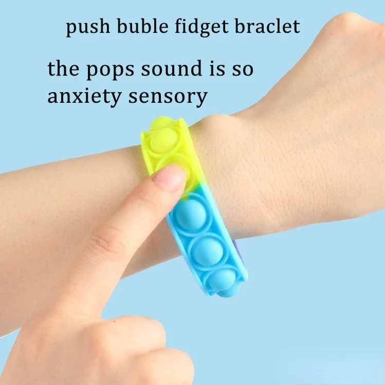 pops bubble simple dimple toy its finger anti stress relief colorful silicone bracelet anxiety sensory for autism adhd children