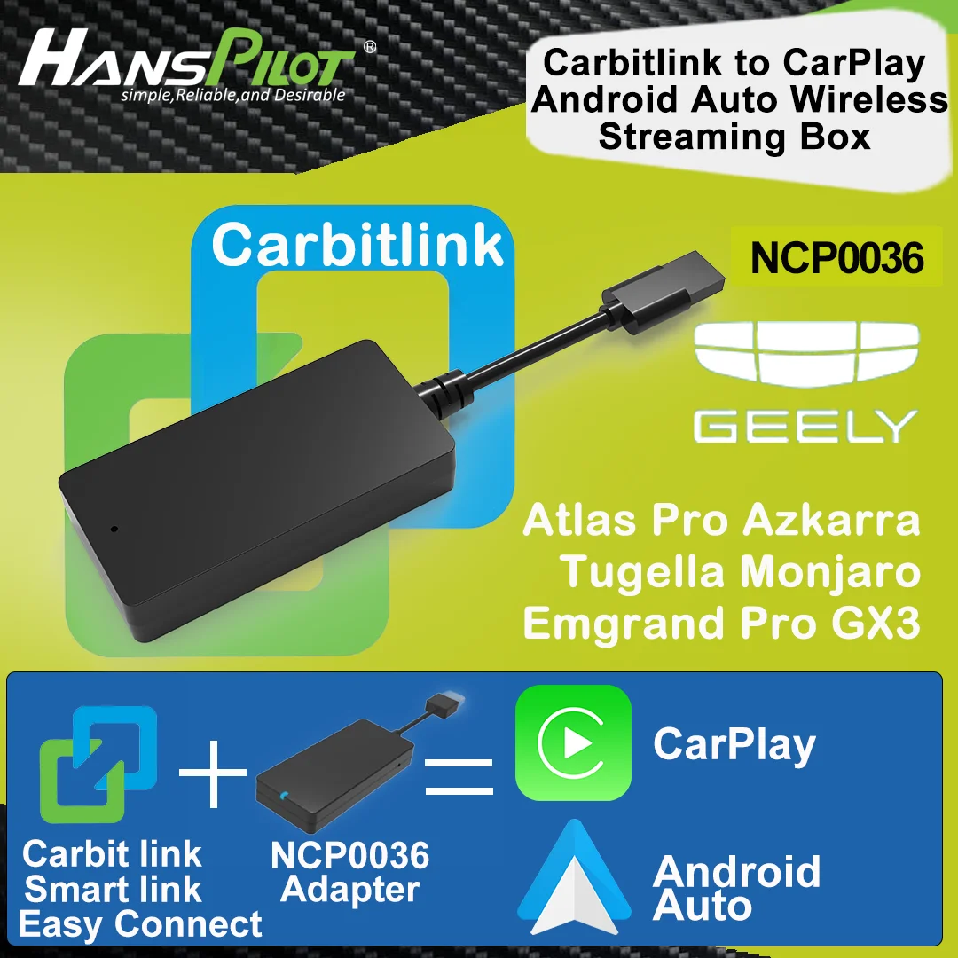 Geely Monjaro Tugella Atlas Pro Emgrand Pro GX3 Azkarra carbitlink easy connect adapter To CarPlay Android Auto NCP0036