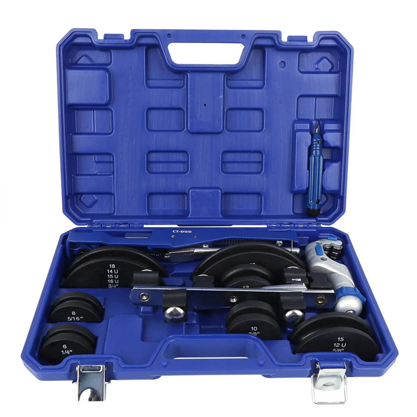 

Pipe Cutter CT Pipe Bender Bow-Shaped Mechanical Ratchet 6-22 mm Portable Plastic Storage Box 7 Replaceable Pipe Bending Dies