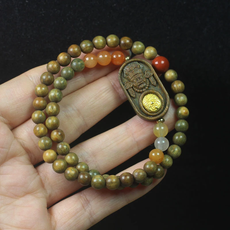 

6mm Double Circle Buddhist Bead , Green Sandalwood Zaki Brand Bracelet, Decorative Beads Jewelry