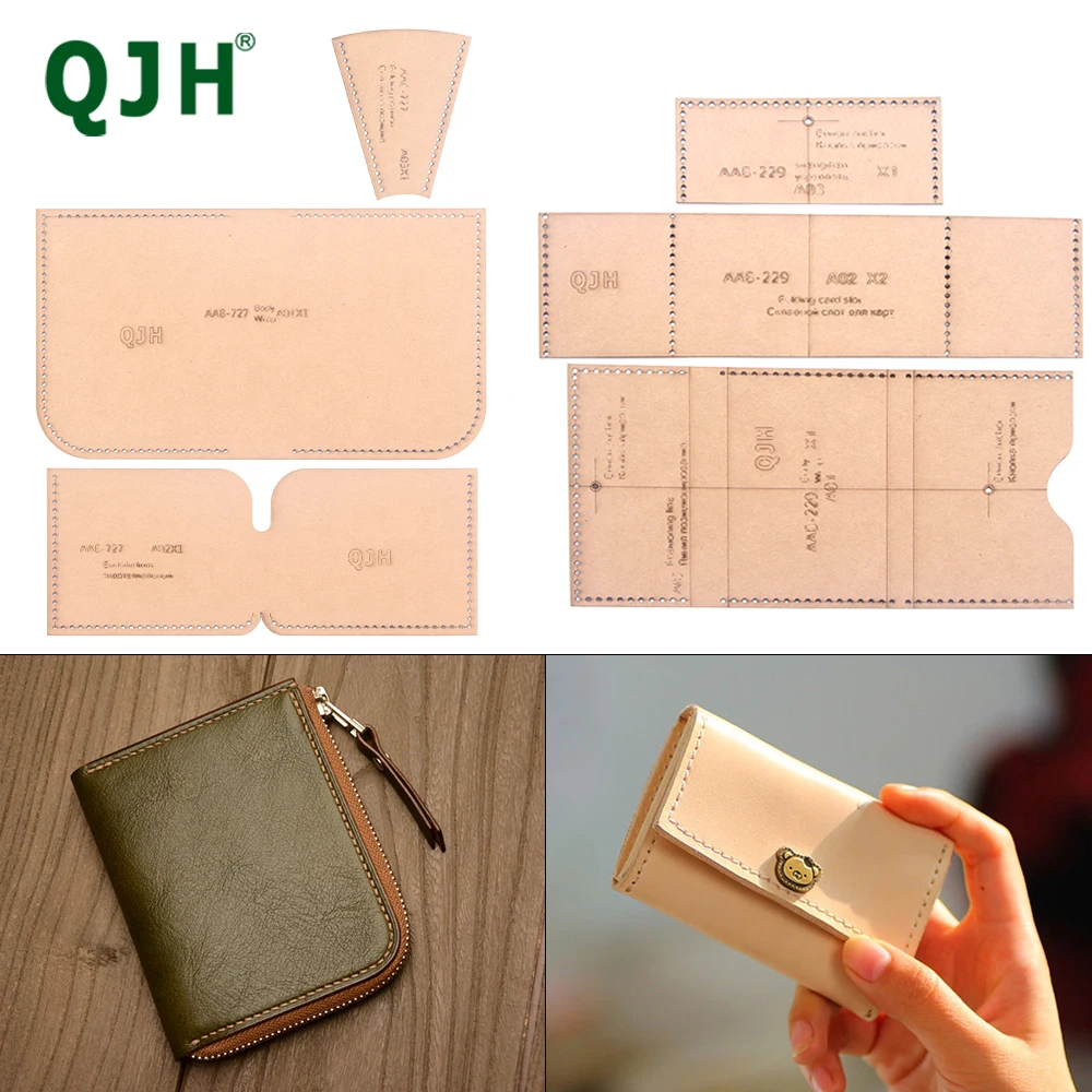 QJH Personalized Leather Wallet Pattern Card Bag Large Capacity Hand Bag Sewing Pattern Kraft Paper Template Sewing Accessories