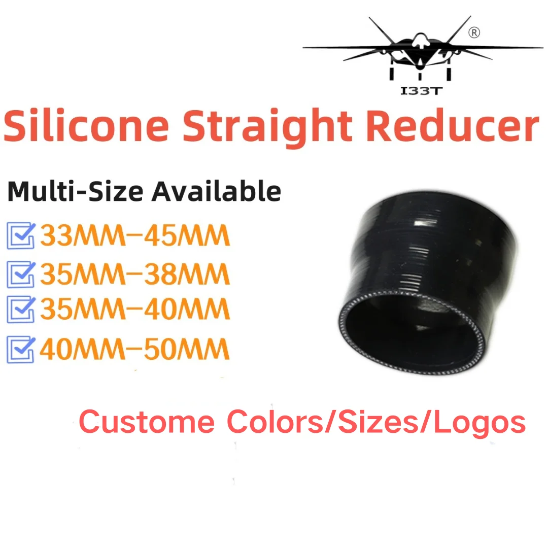 I33T 3-Ply Silicone Reducer Coupler Straight Hose for Turbo Intercooler Piping Air intake Pipe High Temp Black