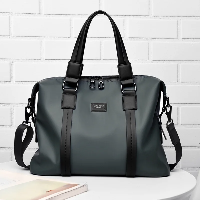 

2025 New men's handbag briefcase large capacity Oxford cloth Handbag, European American style trend Shoulder bag for Commuting