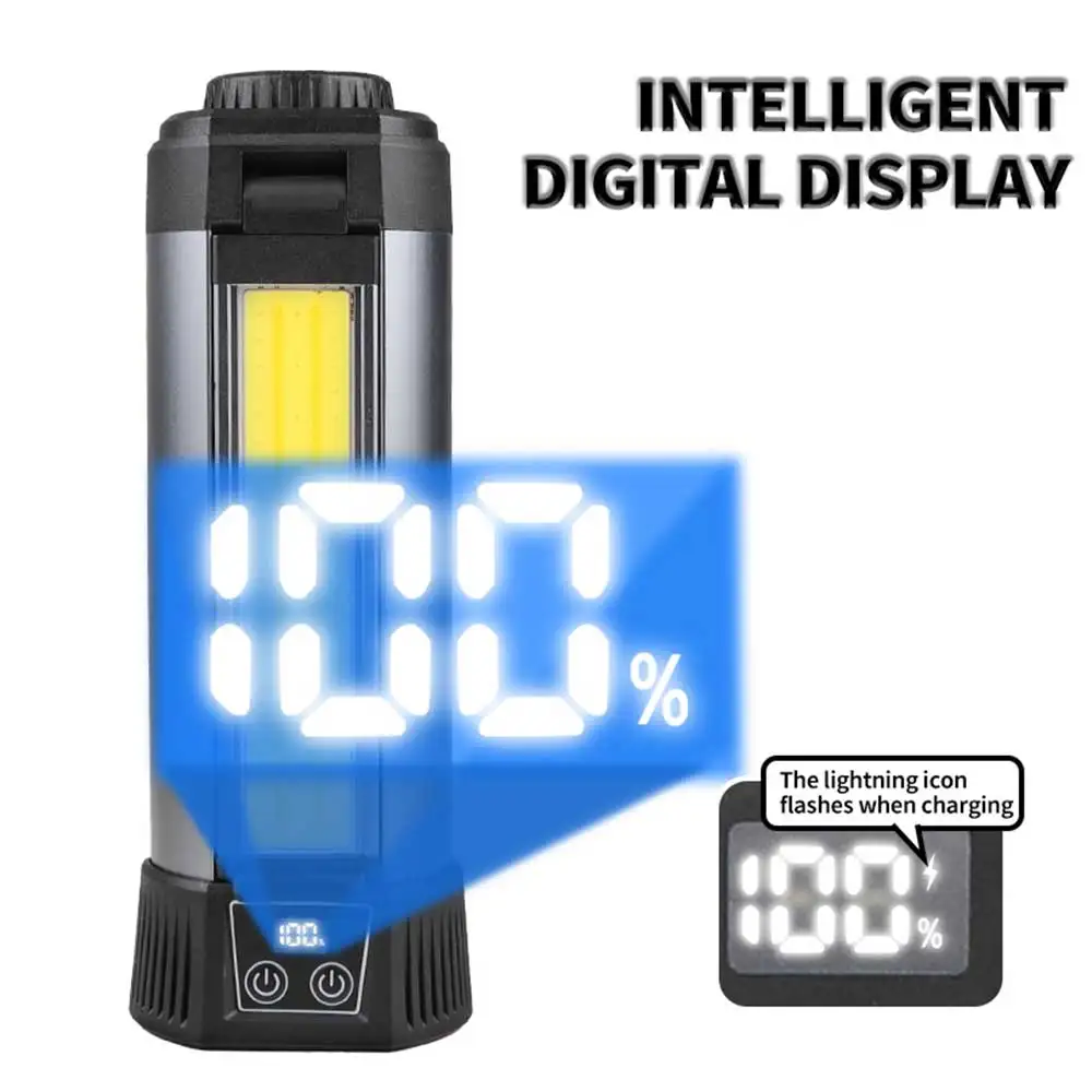 Super Bright Portable Camping Lantern Hanging Tent Light 10 Modes Flashlight Digital Display Work Light Emergency Torch Lamp