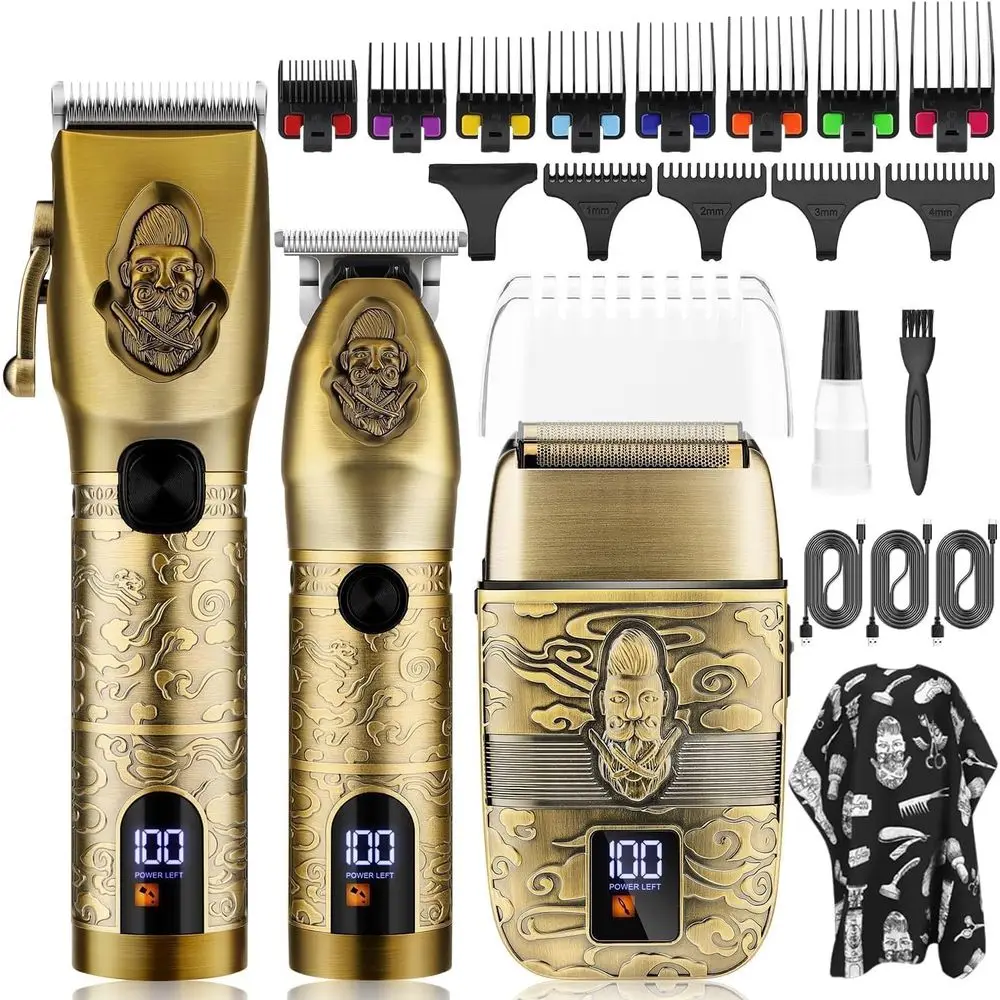 Set de Recortadora Eléctrica con Cuchilla en T para Hombre - Kit de Cuidado de la Barba con Cortapelos para Cortar el Cabello