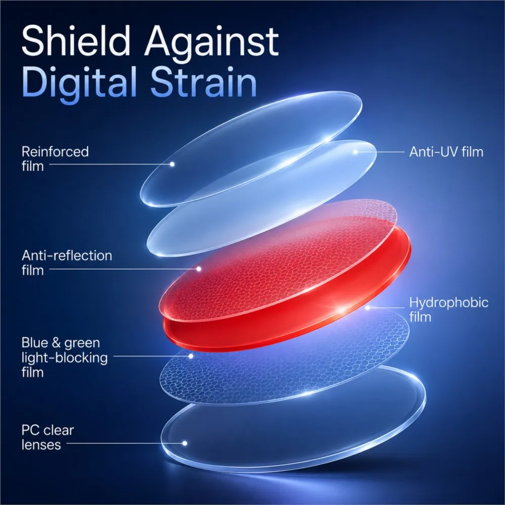 Advanced Blue Light Blocking Gaming Glasses Red Lenses Better Sleep Prevent Screen Fatigue Computer Glasses Daily UV Protection view 5