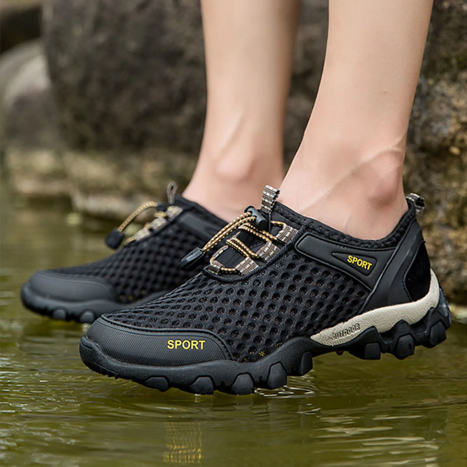 Summer Men Casual Sneakers Breathable Mesh Shoes Mens Non-Slip Outdoor Hiking Shoes Mens Climbing Trekking Shoes Zapatos Hombre